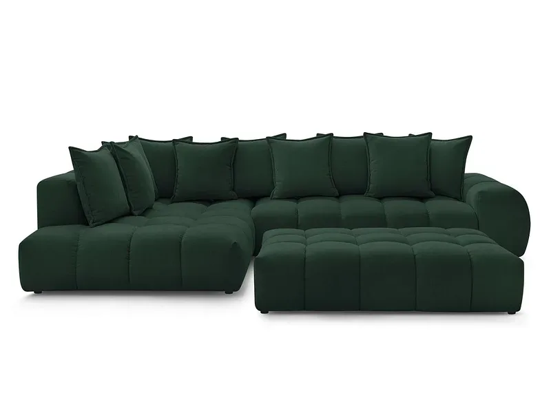 Ecksofa mit Hocker BOBOCHIC EVEREST Stoff mit Textur grün