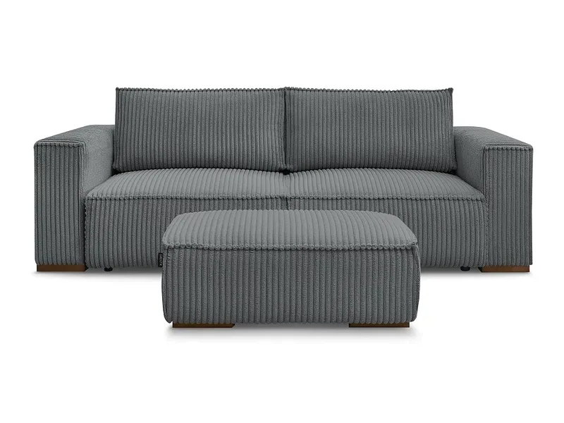 3er Sofa mit Hocker BOBOCHIC CHELSEA Cord-Stoff dunkelgrau