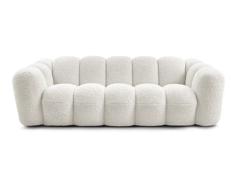 3er Sofa BOBOCHIC HIPPOLYTE Boucle-Stoff weiss