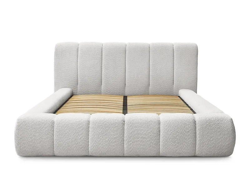 Kastenbett BOBOCHIC DENALI 160x200cm boucle-stoff hellgrau