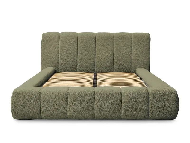 Kastenbett BOBOCHIC DENALI 180x200cm boucle-stoff grün