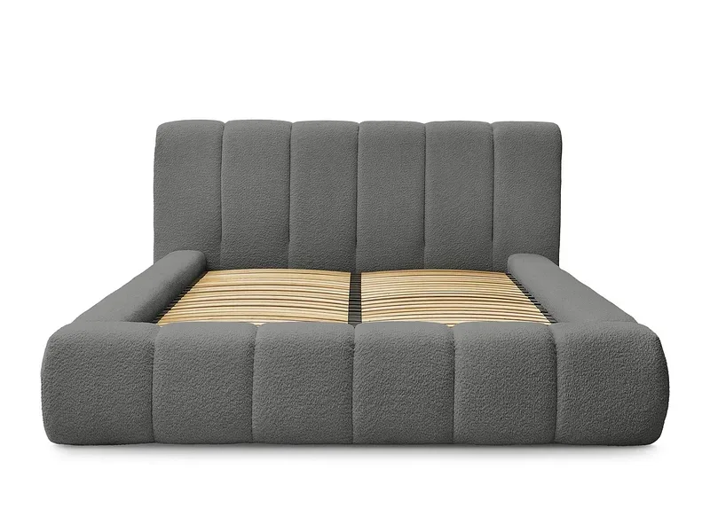 Kastenbett BOBOCHIC DENALI 180x200cm boucle-stoff dunkelgrau