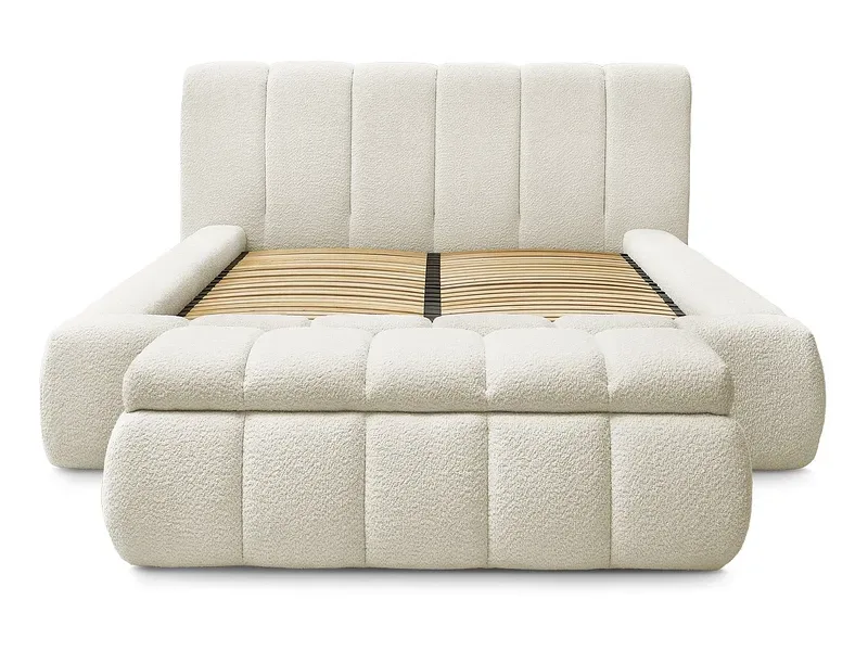 Kastenbett mit Bettkasten BOBOCHIC DENALI 160x200cm boucle-stoff weiss