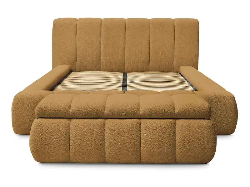 Kastenbett mit Bettkasten BOBOCHIC DENALI 160x200cm boucle-stoff gelb