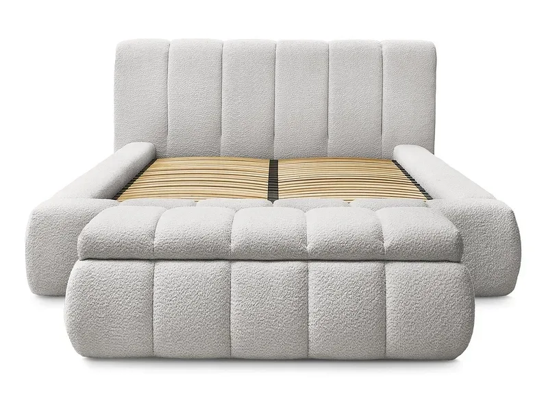 Kastenbett mit Bettkasten BOBOCHIC DENALI 160x200cm boucle-stoff hellgrau