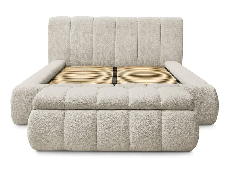 Kastenbett mit Bettkasten BOBOCHIC DENALI 180x200cm boucle-stoff beige