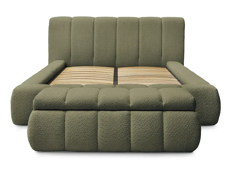 Kastenbett mit Bettkasten BOBOCHIC DENALI 180x200cm boucle-stoff grün