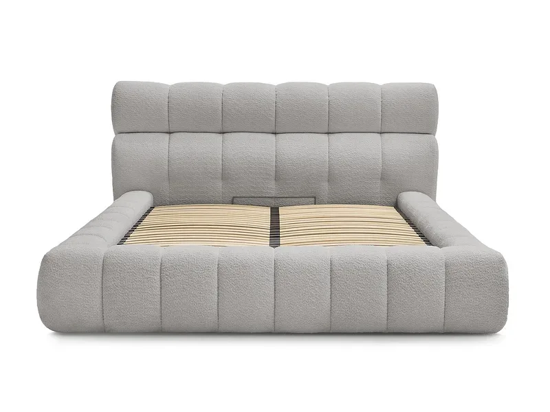 Kastenbett BOBOCHIC MONT-BLANC 180x200cm boucle-stoff hellgrau