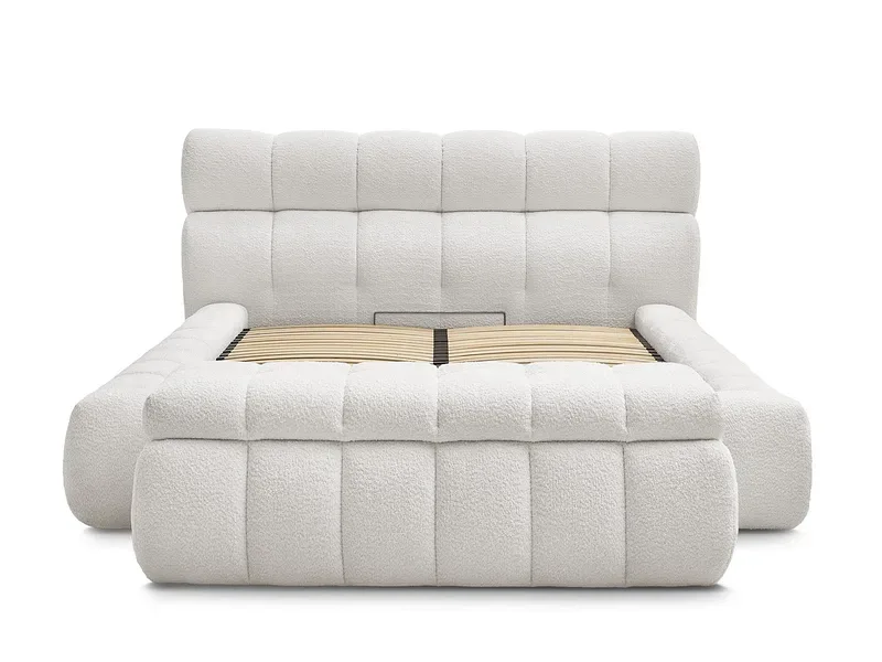 Kastenbett mit Bettkasten BOBOCHIC MONT-BLANC 180x200cm boucle-stoff weiss