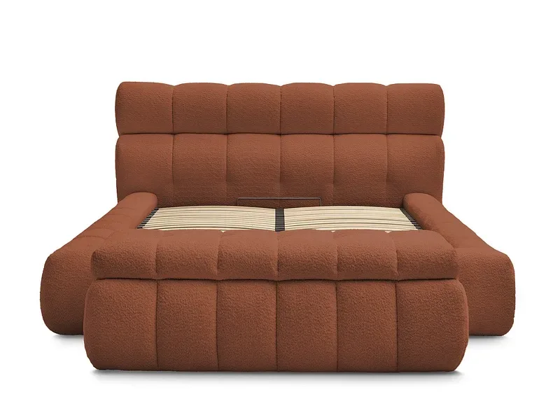 Kastenbett mit Bettkasten BOBOCHIC MONT-BLANC 180x200cm boucle-stoff orange