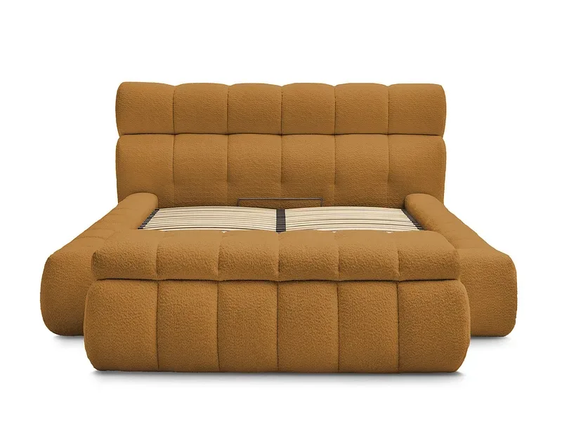 Kastenbett mit Bettkasten BOBOCHIC MONT-BLANC 180x200cm boucle-stoff gelb