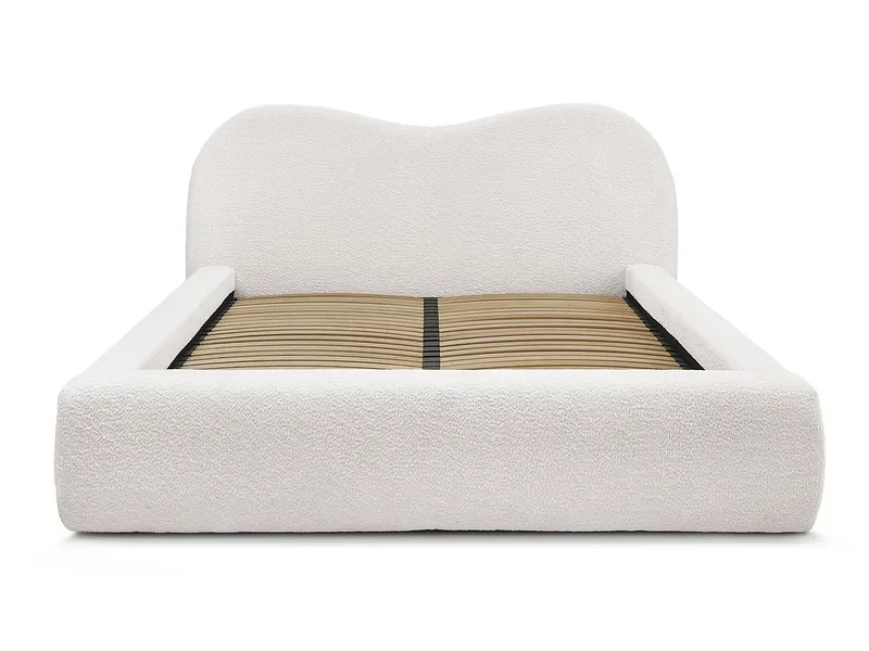 Kastenbett BOBOCHIC ORLANE 160x200cm boucle-stoff weiss