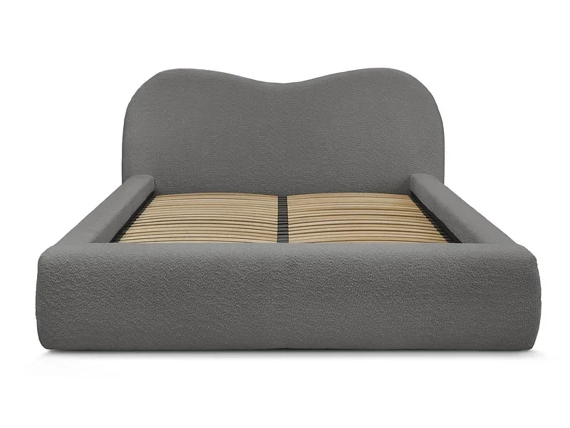 Kastenbett BOBOCHIC ORLANE 180x200cm boucle-stoff dunkelgrau