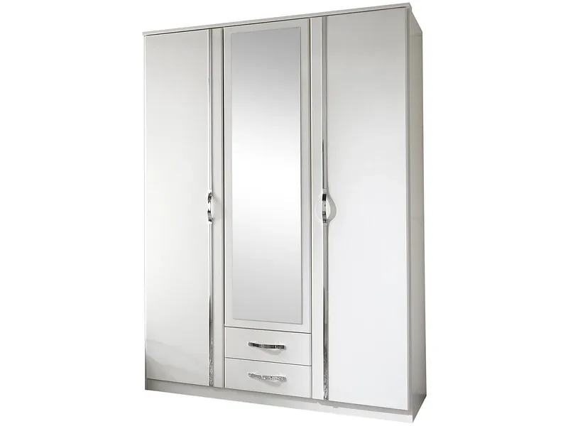 Drehtürenschrank PEMBERTON weiss 3 Türen 2 Schubladen