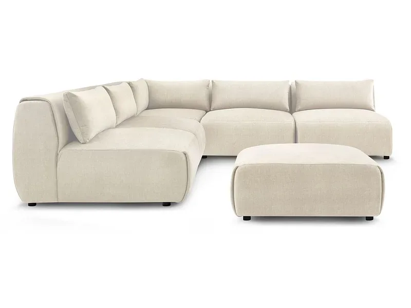 Ecksofa mit Hocker BOBOCHIC JEANNE Samt beige