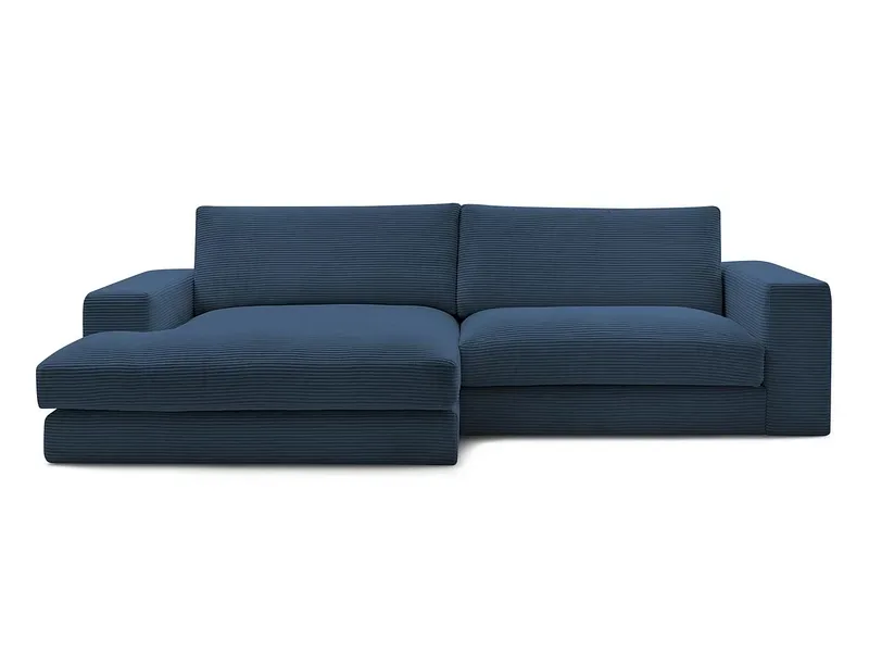 Ecksofa BOBOCHIC LEONARD Cord-Stoff dunkelblau