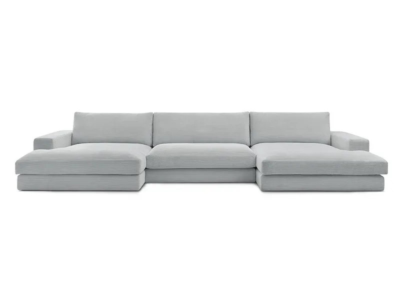 Wohnlandschaft BOBOCHIC LEONARD Cord-Stoff hellgrau