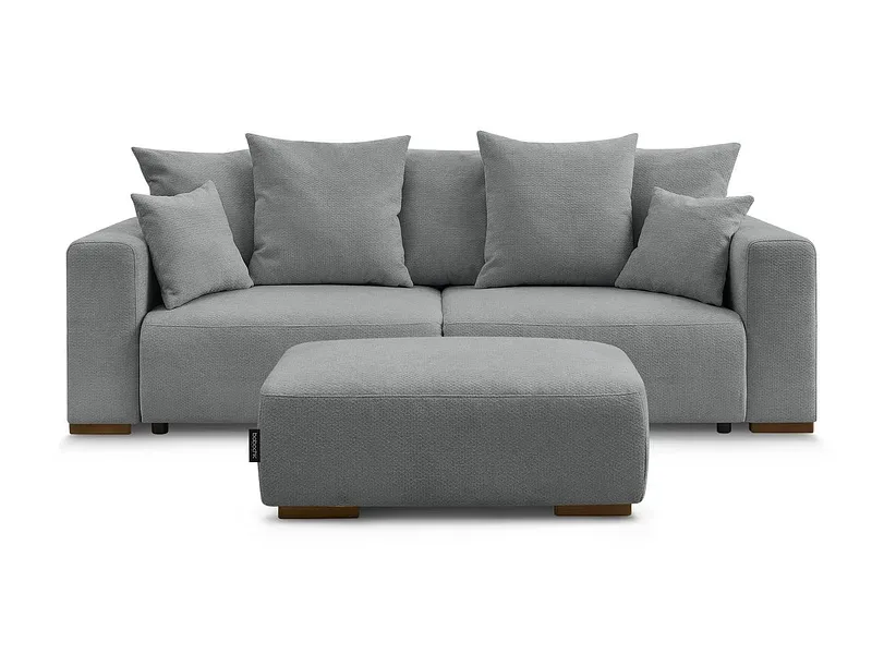3er Sofa mit Hocker BOBOCHIC SIDONIE Stoff chiniert dunkelgrau