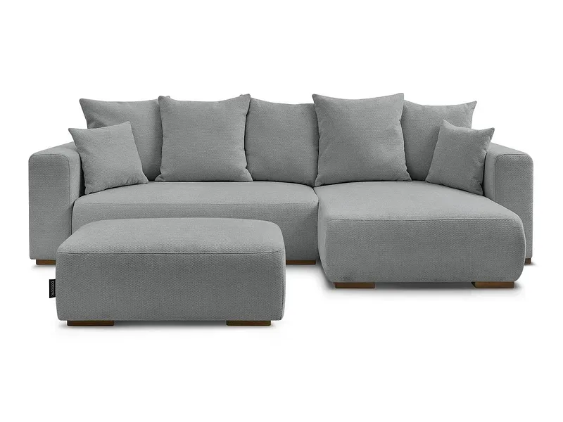 Ecksofa mit Hocker BOBOCHIC SIDONIE Stoff chiniert dunkelgrau