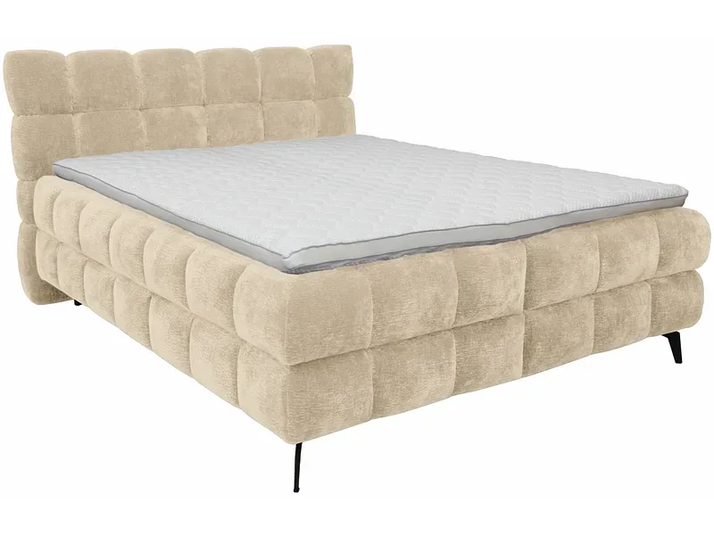 Boxspringbett BUBBLE dunkelbeige 160x200cm halbfest