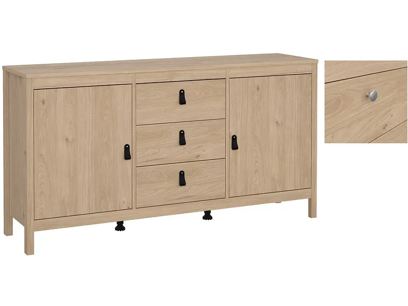 Kommode MADRID 2 Türen 3 Schubladen 38.4x151.4x79.7cm jackson eiche matt
