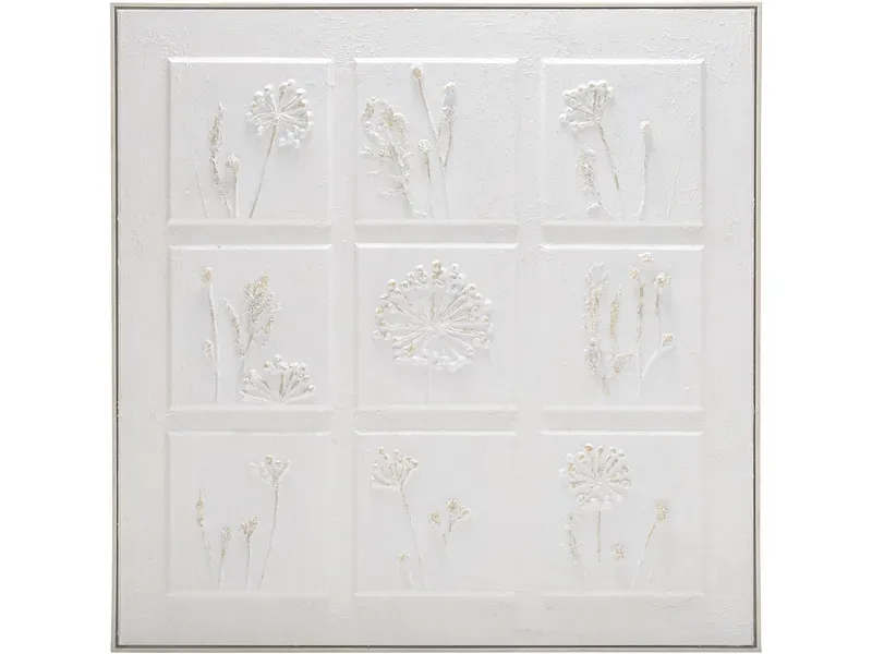 Strukturierte Leinwand INDIA 1 Stück weiss 100x100x3.5cm