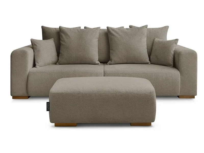 3er Sofa mit Hocker BOBOCHIC SIDONIE Stoff chiniert taupe