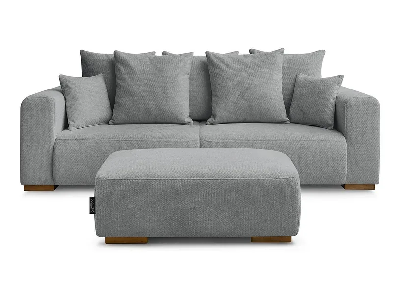 3er Sofa mit Hocker BOBOCHIC SIDONIE Stoff chiniert dunkelgrau