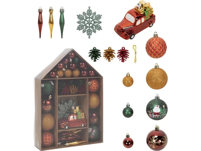 Set 65 Weihnachtskugeln NOËLBOX rot