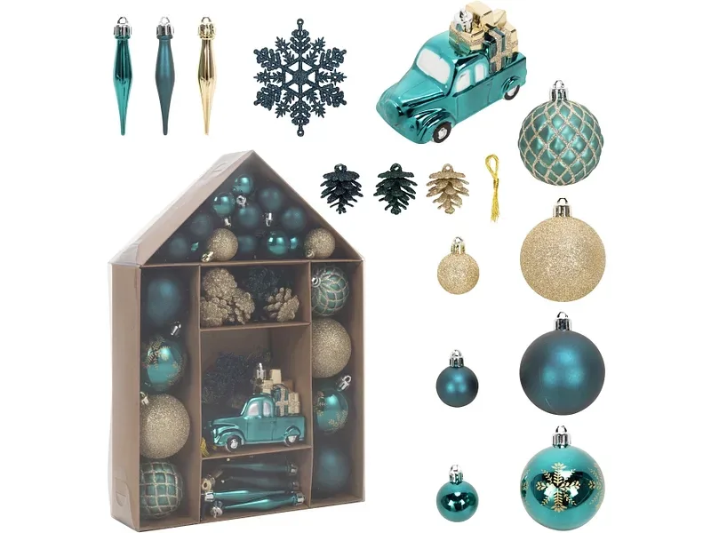 Set 65 Weihnachtskugeln NOËLBOX hellgrün
