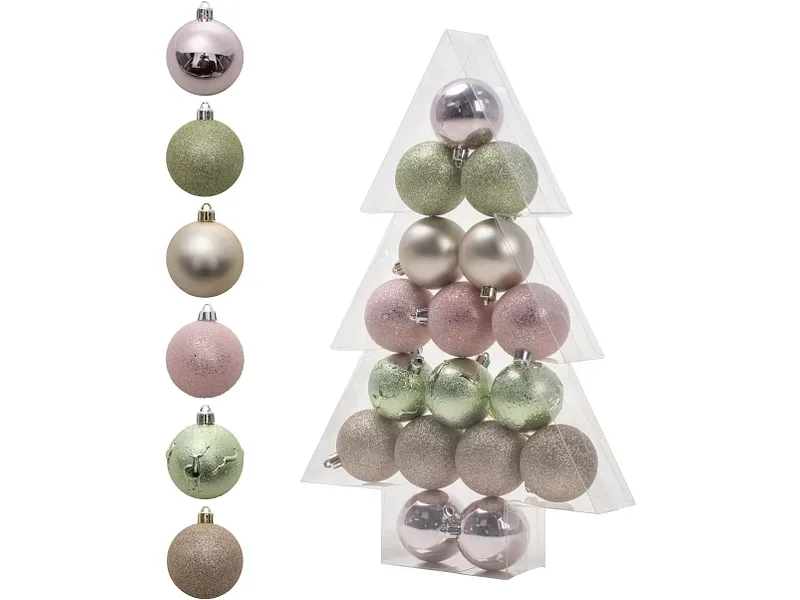 Set 17 Weihnachtskugeln SAPINELLE hellrosa