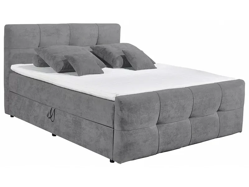 Boxspringbett OTTAWA dunkelgrau 160x200cm halbfest