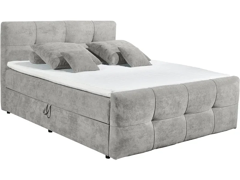 Boxspringbett OTTAWA hellgrau 160x200cm halbfest