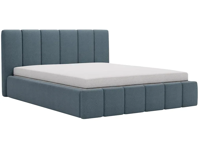 Bett CHIARA 160x200cm boucle-stoff dunkelblau
