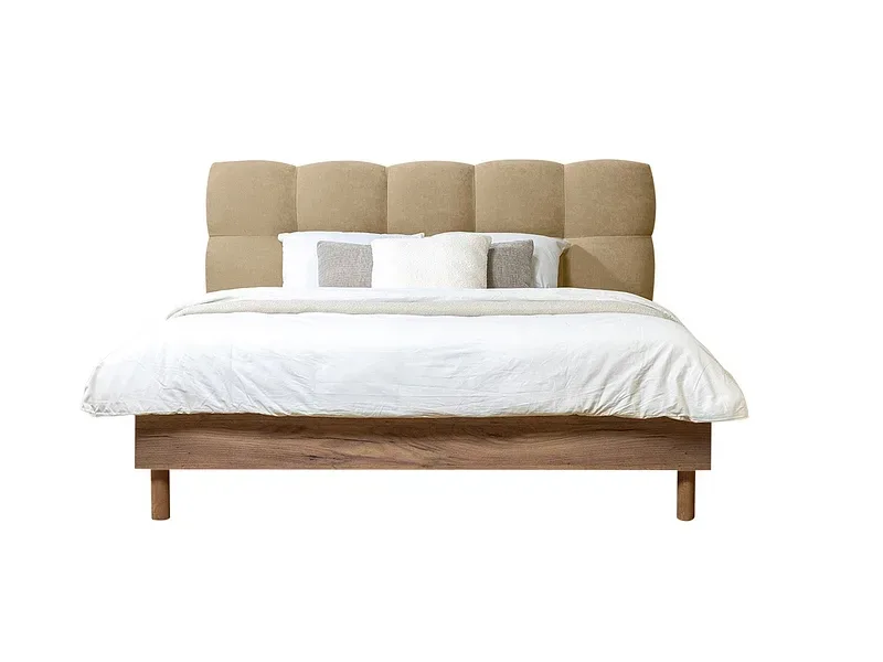 Bett BOBOCHIC KUMO 180x200cm stoff mit textur beige