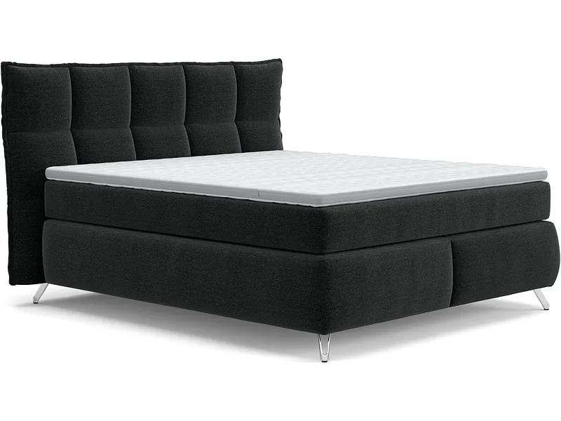 Boxspringbett SWISS HOME STYLE AGATA schwarz 160x200cm halbfest / fest