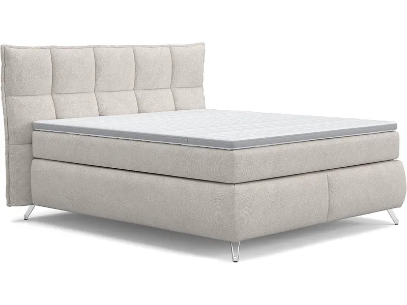 Boxspringbett SWISS HOME STYLE AGATA beige 160x200cm halbfest / fest