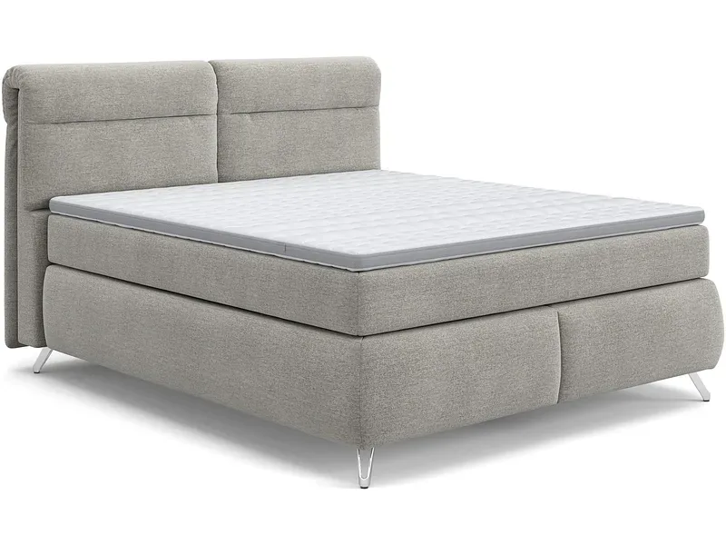 Boxspringbett SWISS HOME STYLE AMBER hellgrau 160x200cm flexibel / fest