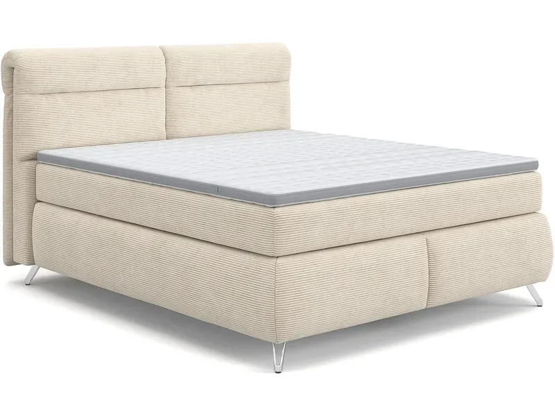 Boxspringbett SWISS HOME STYLE AMBER beige 160x200cm halbfest / fest