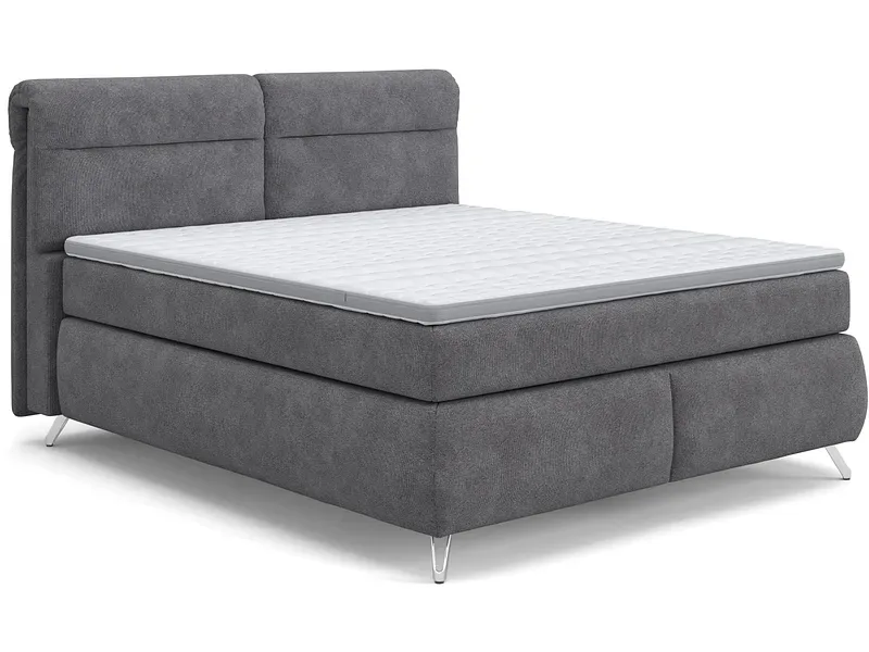 Boxspringbett SWISS HOME STYLE AMBER dunkelgrau 180x200cm flexibel / halbfest
