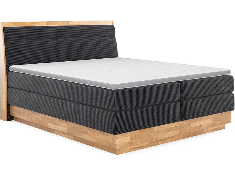 Boxspringbett SWISS HOME STYLE ONYX anthrazit 180x200cm halbfest