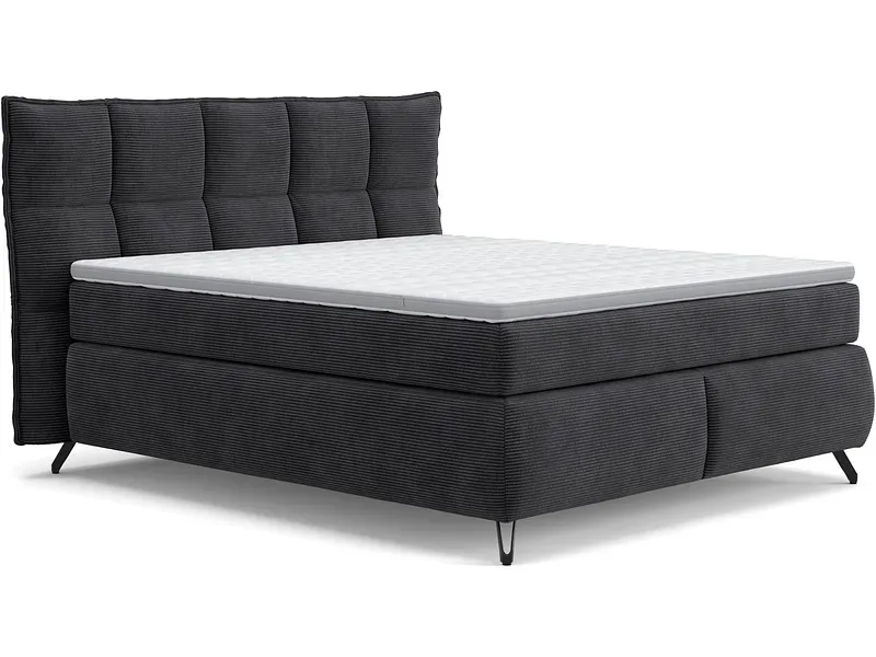 Boxspringbett SWISS HOME STYLE AGATA anthrazit 180x200cm halbfest / fest
