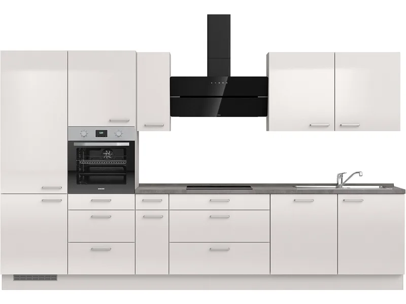 Komplette Küche MODUSET FLASH PREMIUM Seidengrau 60x360cm