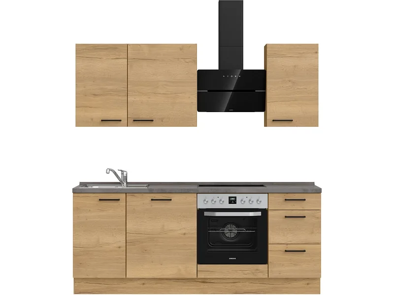 Komplette Küche MODUSET STRUCTURA PREMIUM Sierra Eiche 60x210cm