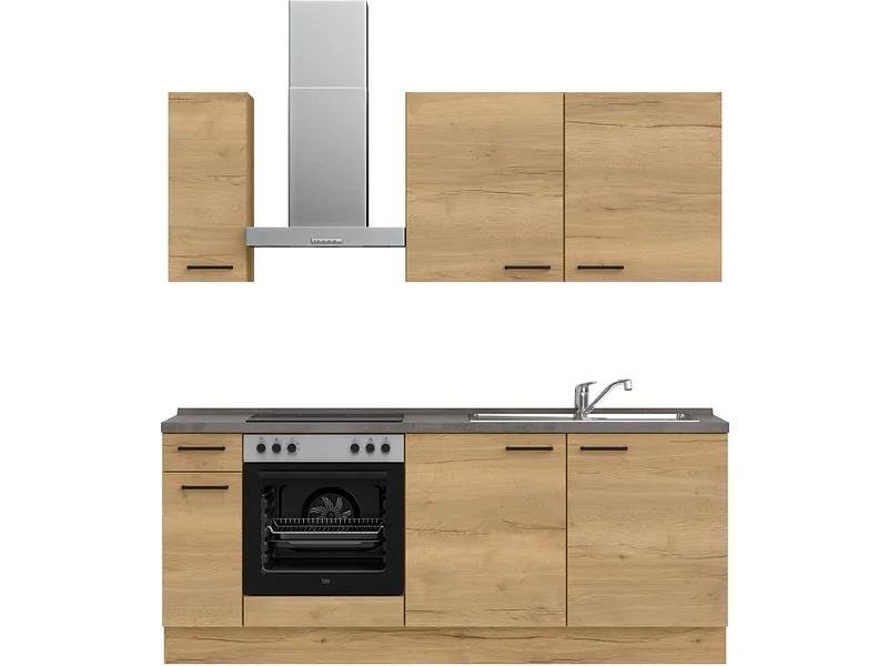 Komplette Küche MODUSET STRUCTURA CLASSIC Sierra Eiche 60x210cm