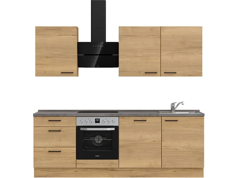 Komplette Küche MODUSET STRUCTURA PREMIUM Sierra Eiche 60x240cm