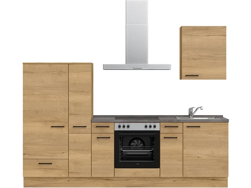 Komplette Küche MODUSET STRUCTURA CLASSIC Sierra Eiche 60x270cm