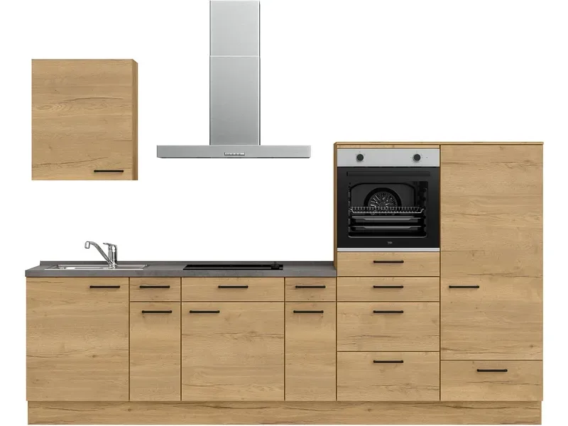Komplette Küche MODUSET STRUCTURA CLASSIC Sierra Eiche 60x300cm