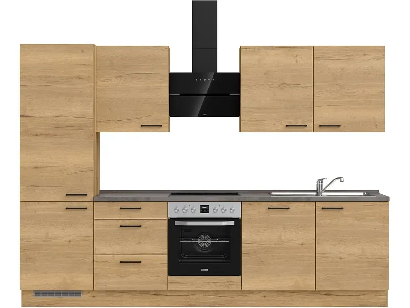 Komplette Küche MODUSET STRUCTURA PREMIUM Sierra Eiche 60x300cm
