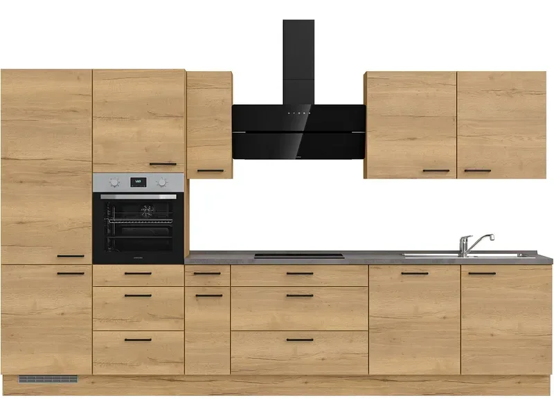 Komplette Küche MODUSET STRUCTURA PREMIUM Sierra Eiche 60x360cm